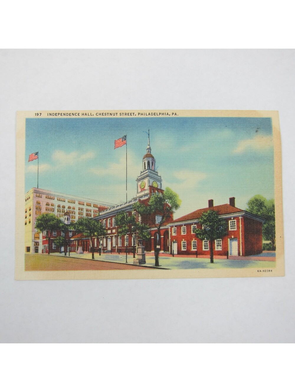 Vintage 1936 Postcard Independence Hall Chestnut Street Philadelphia PA UNPOSTED